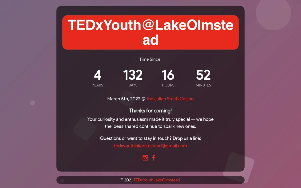 TEDxYouth Lake Olmstead — screenshot